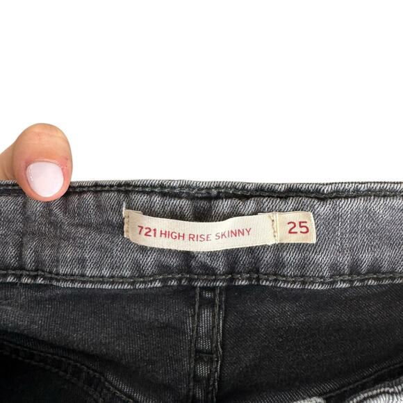 Levi’s 721 High Rise Skinny Dark Gray Black 28" Inseam Slim Fit Stretch Jeans - Picture 5 of 6